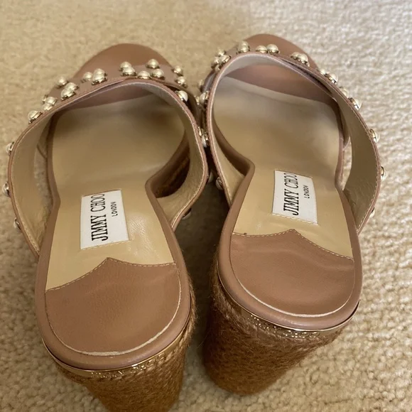Jimmy Choo Wedge Sandal Taupe Espadrille size 37 - Picture 4 of 7